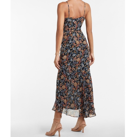 Floral ruffle hi-lo wrap midi dress - Picture 3 of 5